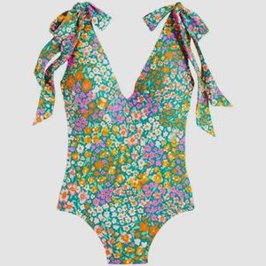 NWT J. Crew floral tie shoulder one piece swimsuit